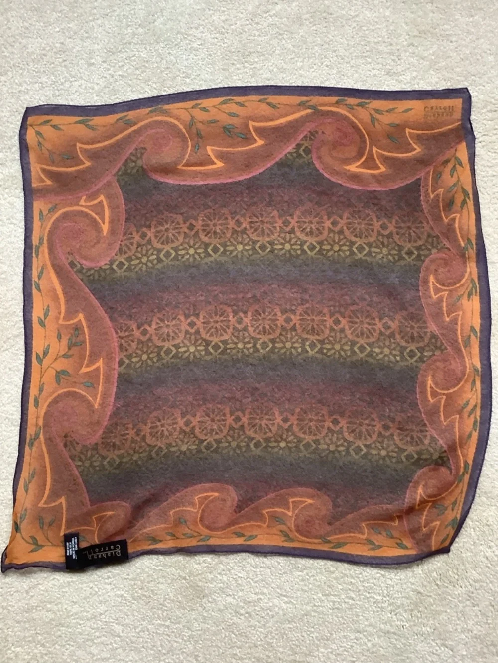 Vintage Diahann Carroll Sheer Multicolor Silk Scarf